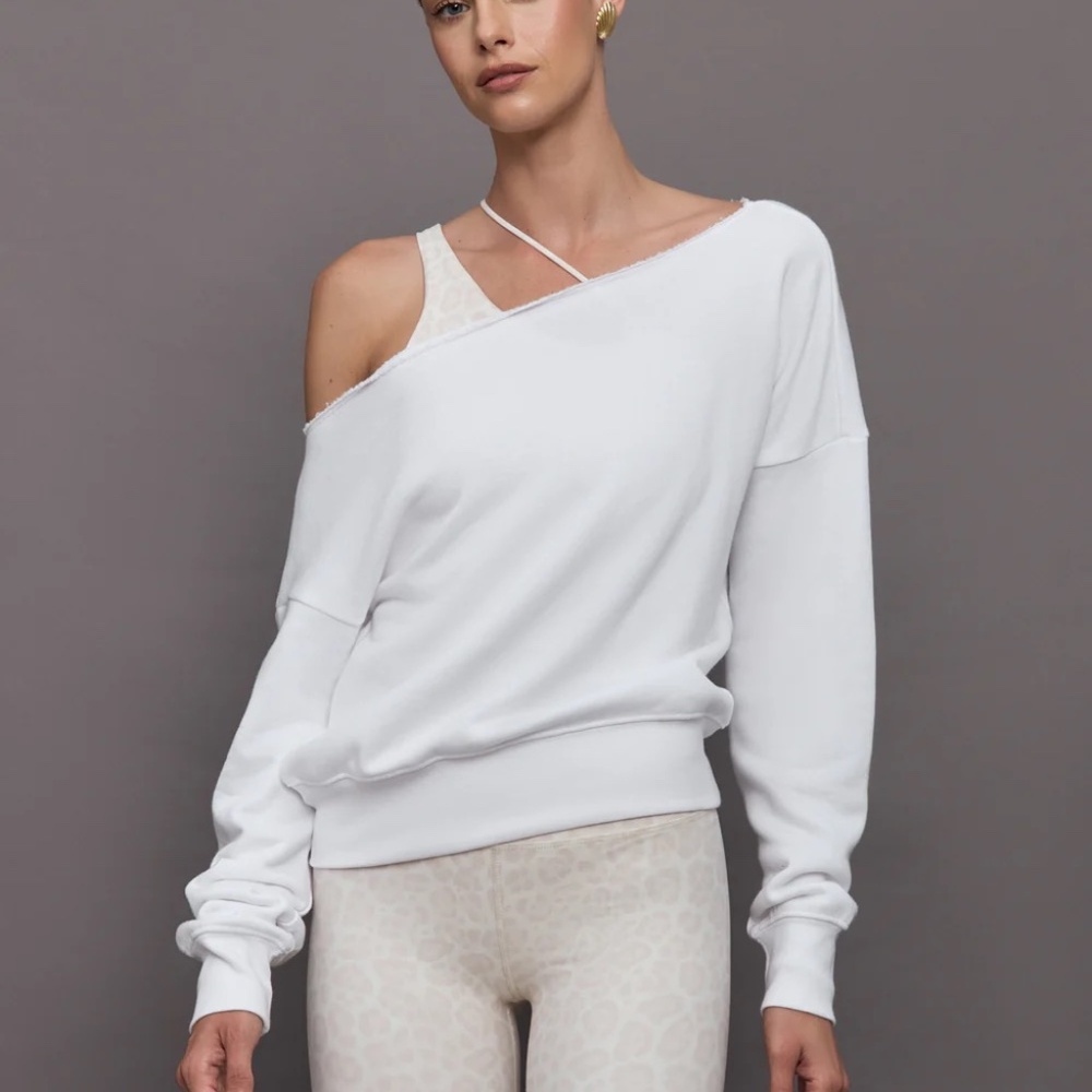 Carbon 38 Off shoulder sweatshirt in Terry, white- XL